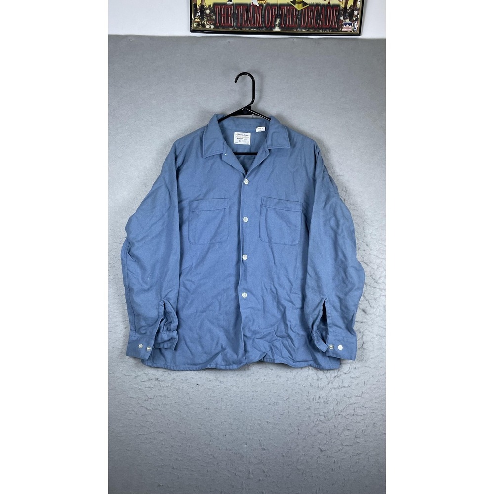 Vintage Golden Arrow Shirt Mens Large Blue Wool Long Sleeve Button Front Casual